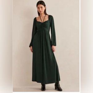 Boden Tie Detail Long Sleeve Maxi Dress Green Womens Size 10R